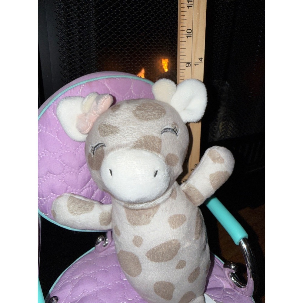 Chickpea Plush Giraffe Tan Cream Spotted Animal Pink Bow 11 Inch Baby Toy